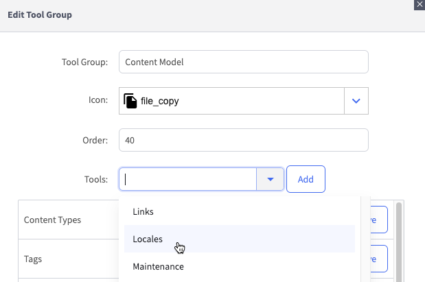 Adding the Locales Tool.